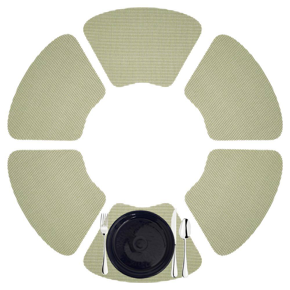 Fishnet 19 in. x 13 in. Mist Green PVC Covered Jute Wedge Placemat (Set of 6) - Hercitys