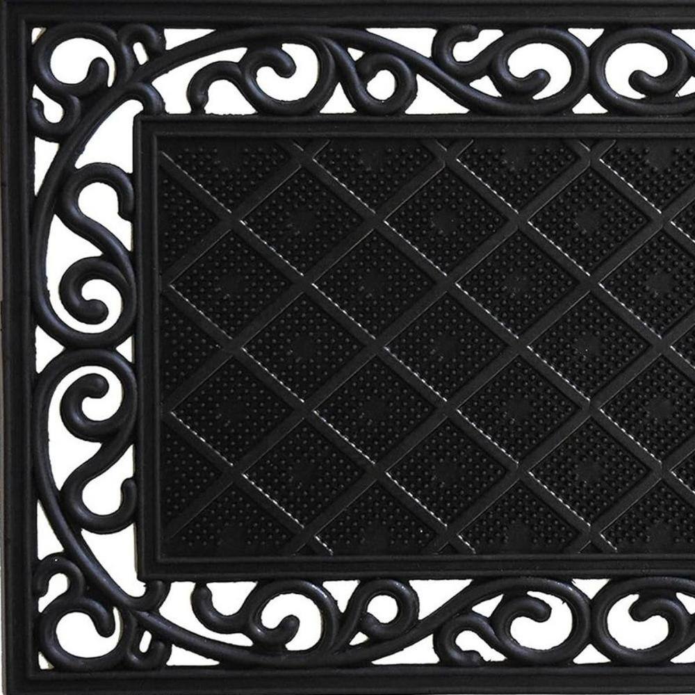 Black 30 in. x 18 in. Rubber Non-Slip Indoor/Outdoor Door Mat - Hercitys