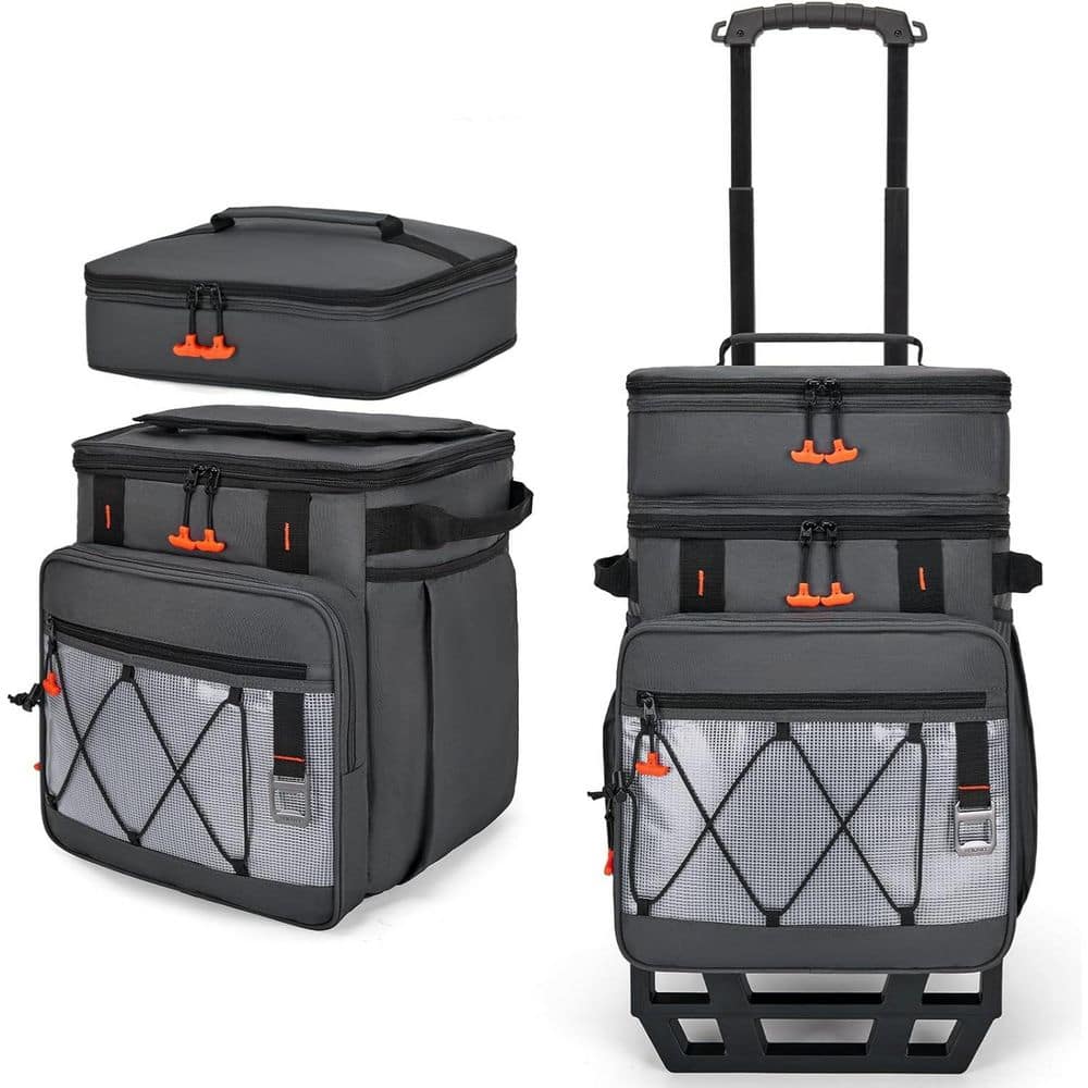 75 qt. Dual Compartment Rolling Cooler with Wheels, Insulated Leakproof Design for Outdoor, Camping, Picnic, Travel - Hercitys