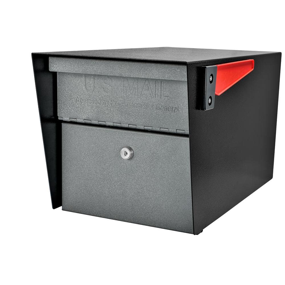 Mail Manager Locking Post-Mount Mailbox with High Security Reinforced Patented Locking System, Black-Granite - Hercitys