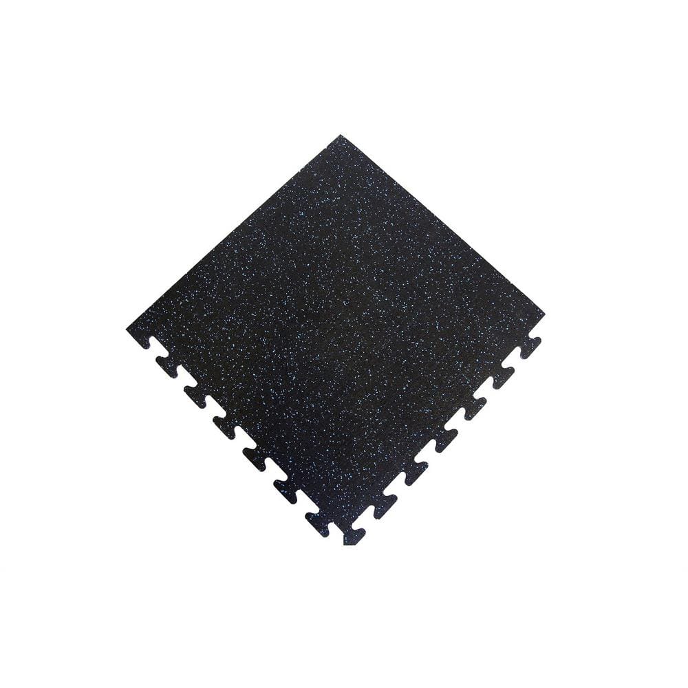 Black with Blue Speck 24 in. x 24 in. Finished Corner Recycled Rubber Floor Tile (16 sq. ft./ case) - Hercitys