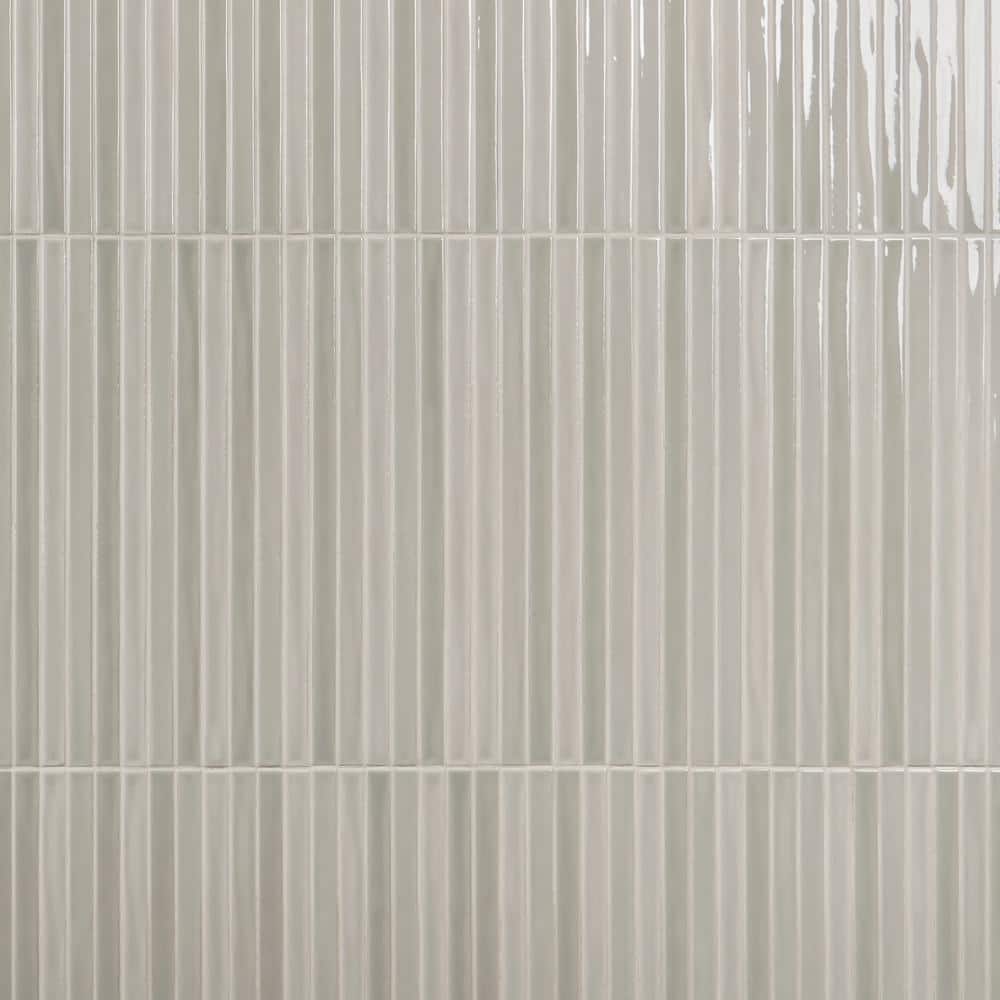 Vistaio Chameleon Gray 5.27 in. x 17.71 in. Glossy Ceramic Mosaic Wall Tile (0.64 sq. ft./each) - Hercitys