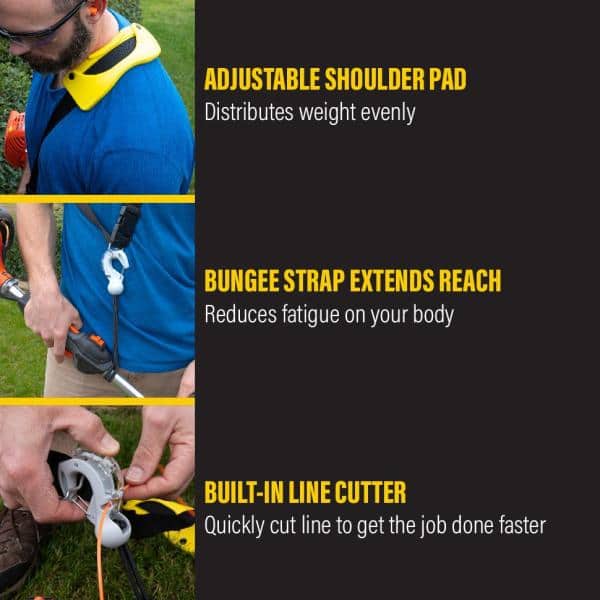 Universal Fit Weight Absorbing Flex Trimmer Strap for Grass String Trimmer, Blower or Sprayer - Hercitys