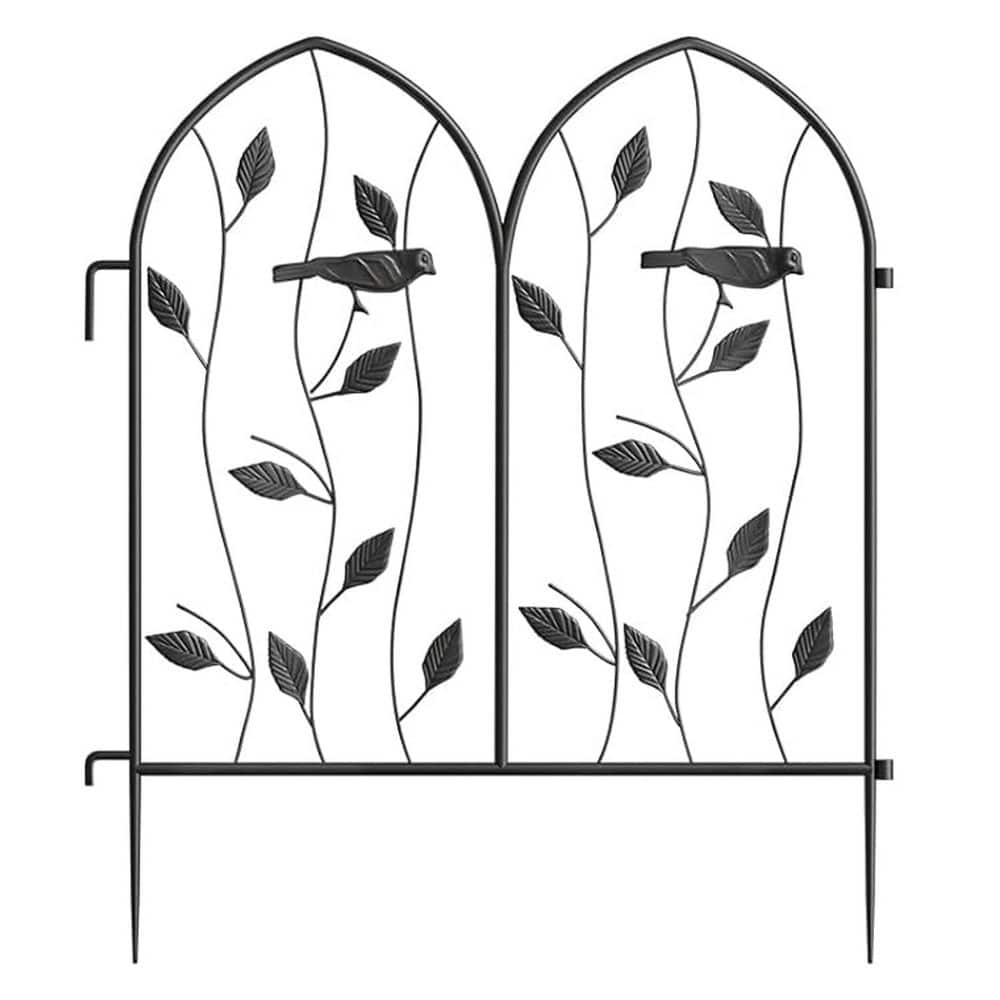 Vintage Decorative 24 in. Metal Garden Fence 6 Pack 10Ft Long Iron Picket Panels for Landscape Pathway Edging Black - Hercitys