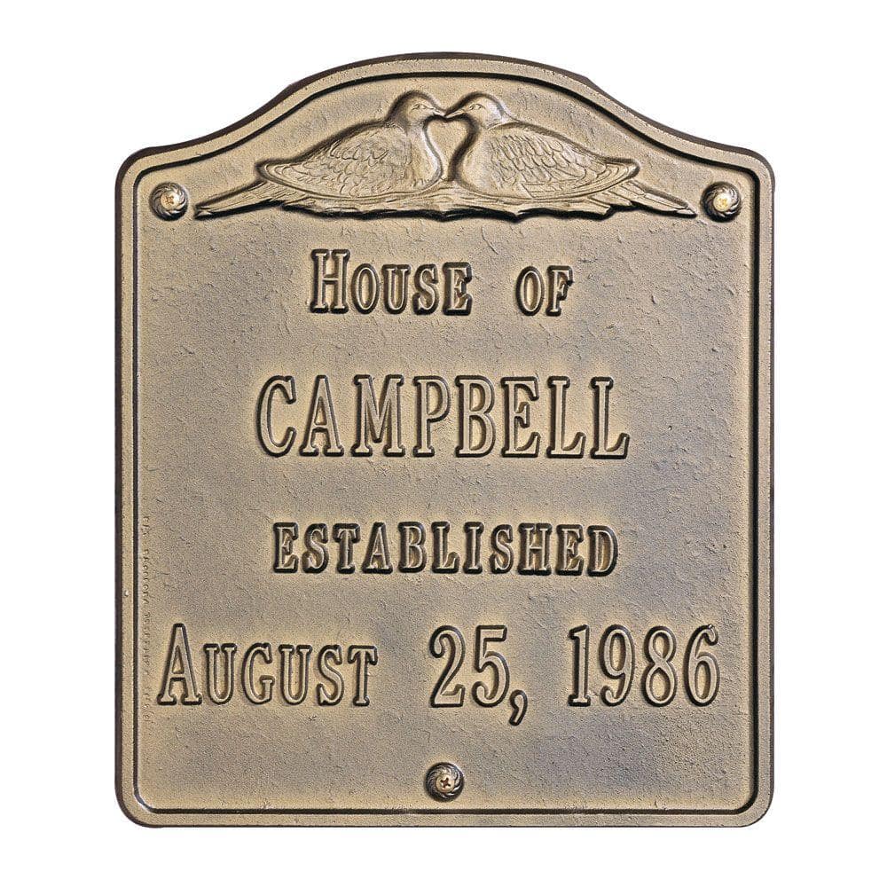 Wedding Square Standard Wall 2-Line Address Plaque – Antique Brass - Hercitys