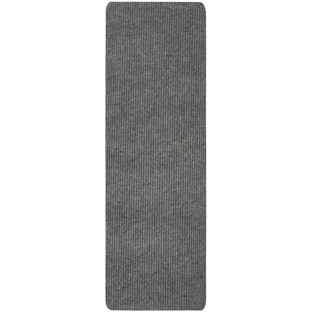 Striped Utility Mat Grey Indoor/Outdoor 24 in. x 72 in. Utility Door Mat - Hercitys