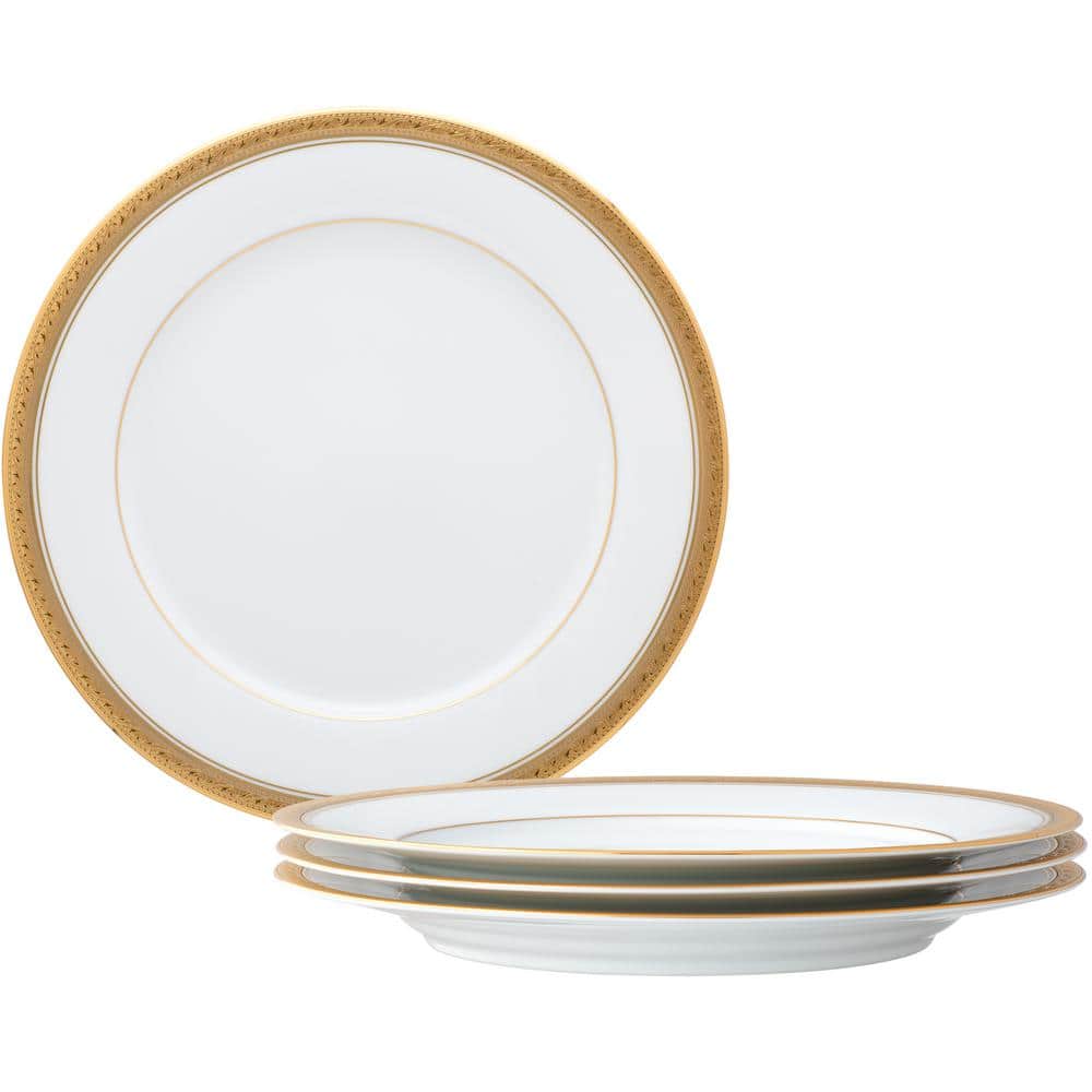 Crestwood Gold 10.5 in. (Gold) Porcelain Dinner Plates, (Set of 4) - Hercitys