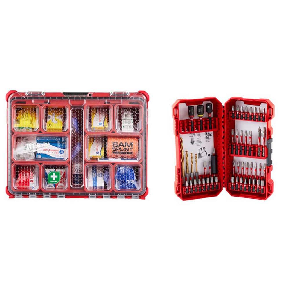 Class B Type 3 Packout First Aid Kit (193-Piece) with SHOCKWAVE Impact Duty Alloy Steel Screw Driver Bit Set (50-Piece) - Hercitys