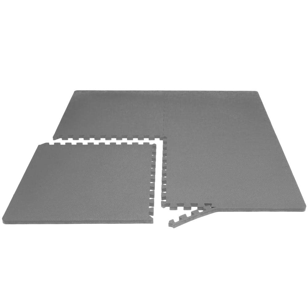 Thick Exercise Puzzle Mat Grey 24 in. x 24 in. x 0.75 in. EVA Foam Interlocking Anti-Fatigue (6-pack) (24 sq. ft.) - Hercitys