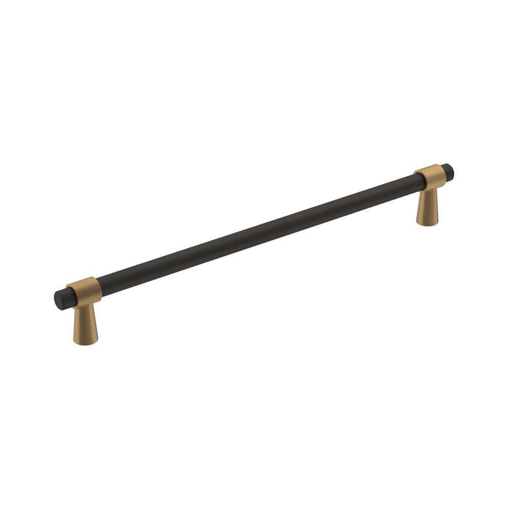Mergence 8-13/16 in. (224mm) Modern Matte Black/Champagne Bronze Bar Cabinet Pull - Hercitys