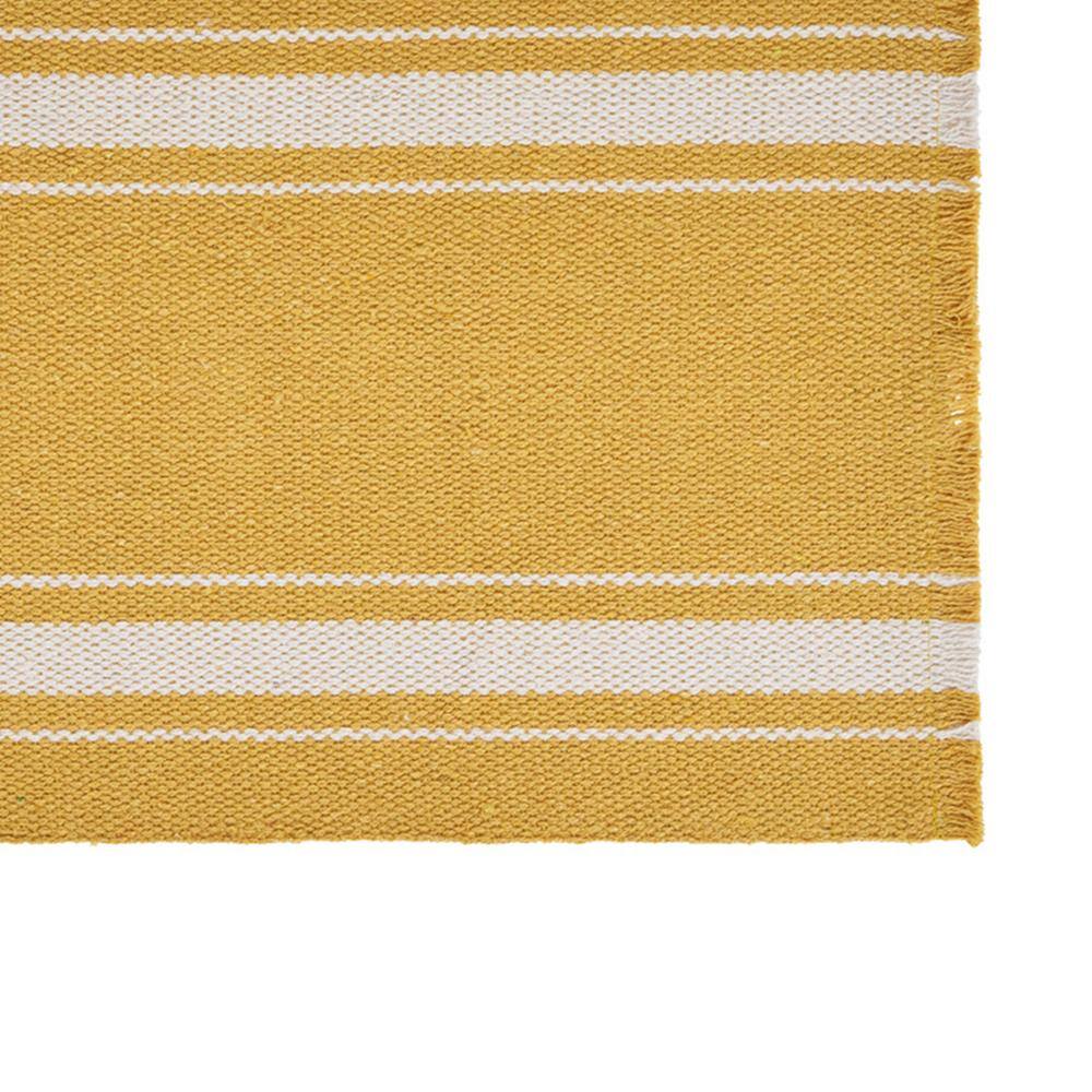 Sunny Day 19 in. x 13 in. Yellow Striped Fringed Cotton Placemat (Set of 4) - Hercitys