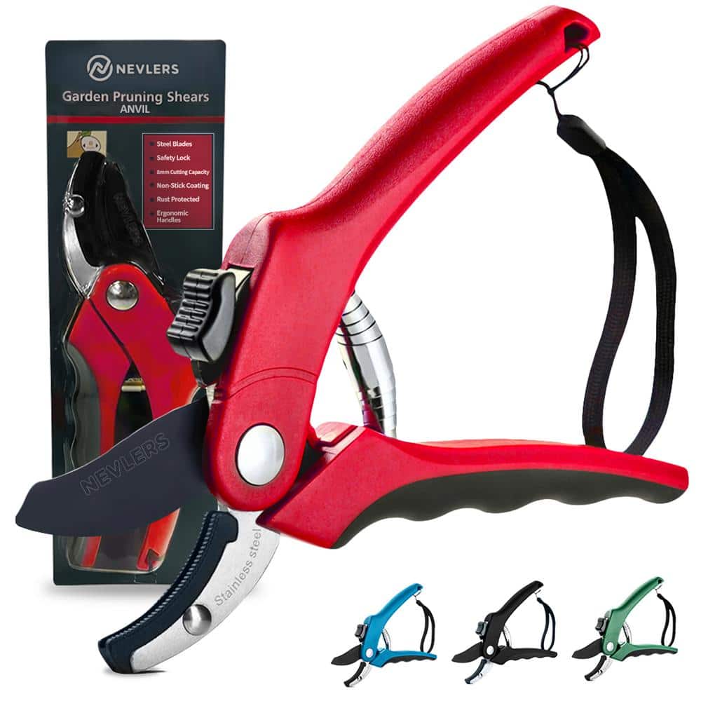 Professional Stainless Steel Heavy-Duty Red Garden Anvil Pruning Shears - Hercitys