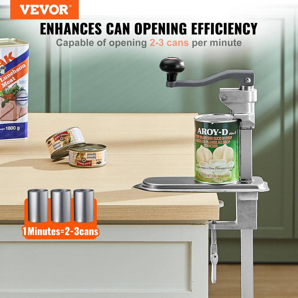Commercial Can Opener Stainless Steel Manual Table Clamp Can Opener for Adjustable Height Up to 11.8 in. Tall - Hercitys