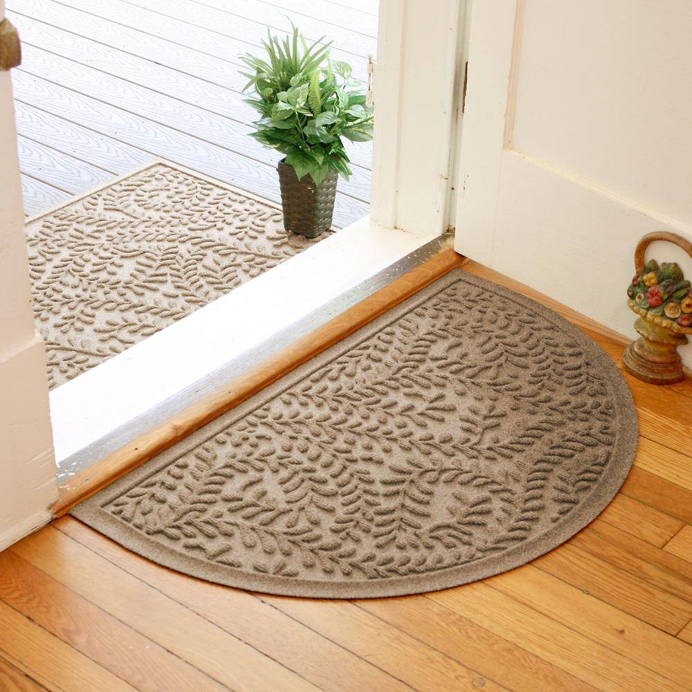 Waterhog Boxwood Camel 24 in. x 39 in. Half Round PET Polyester Indoor Outdoor Doormat - Hercitys