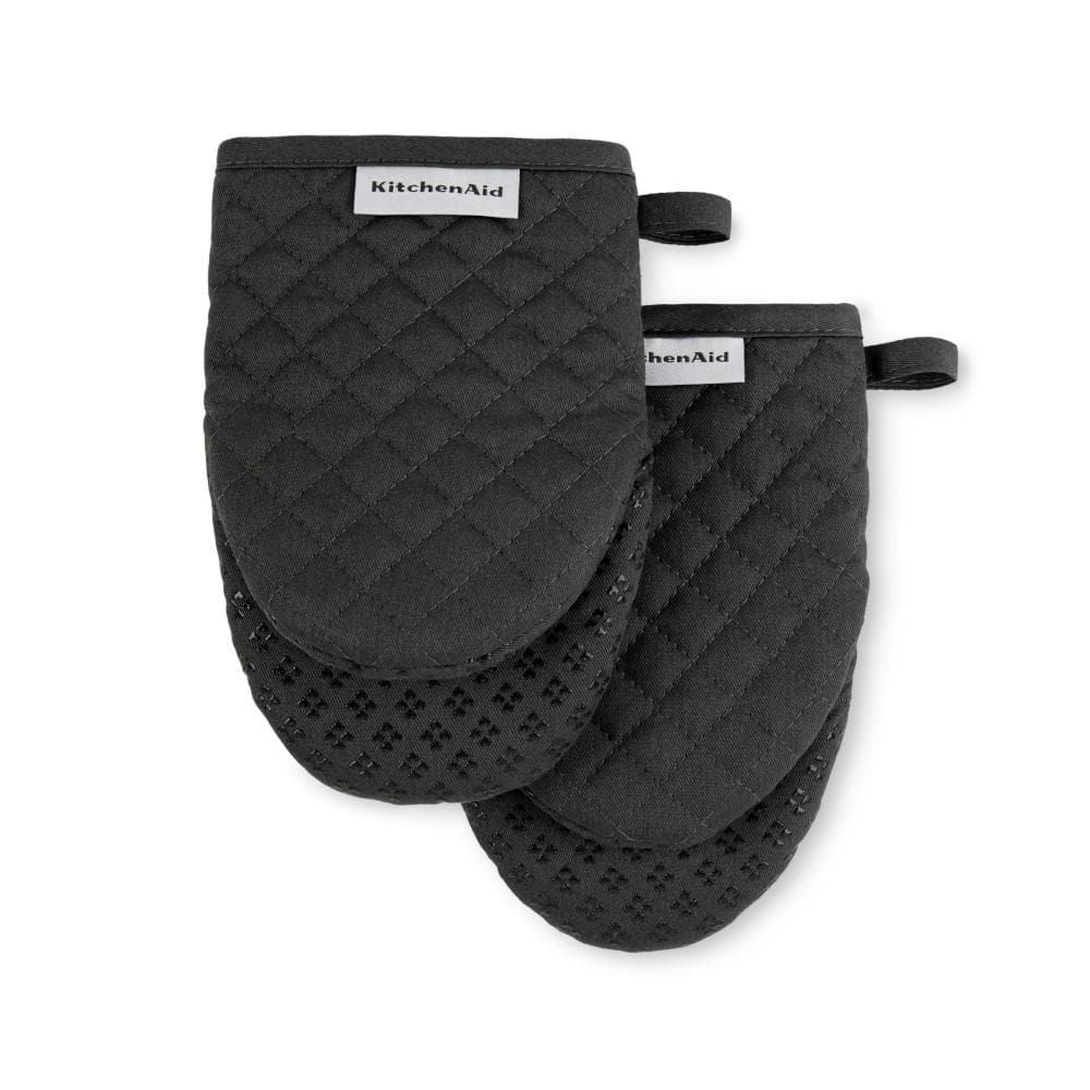 Asteroid Silicone Grip Matte Black 5.5 in. x 8 in. Mini Oven Mitt (2-Pack) - Hercitys
