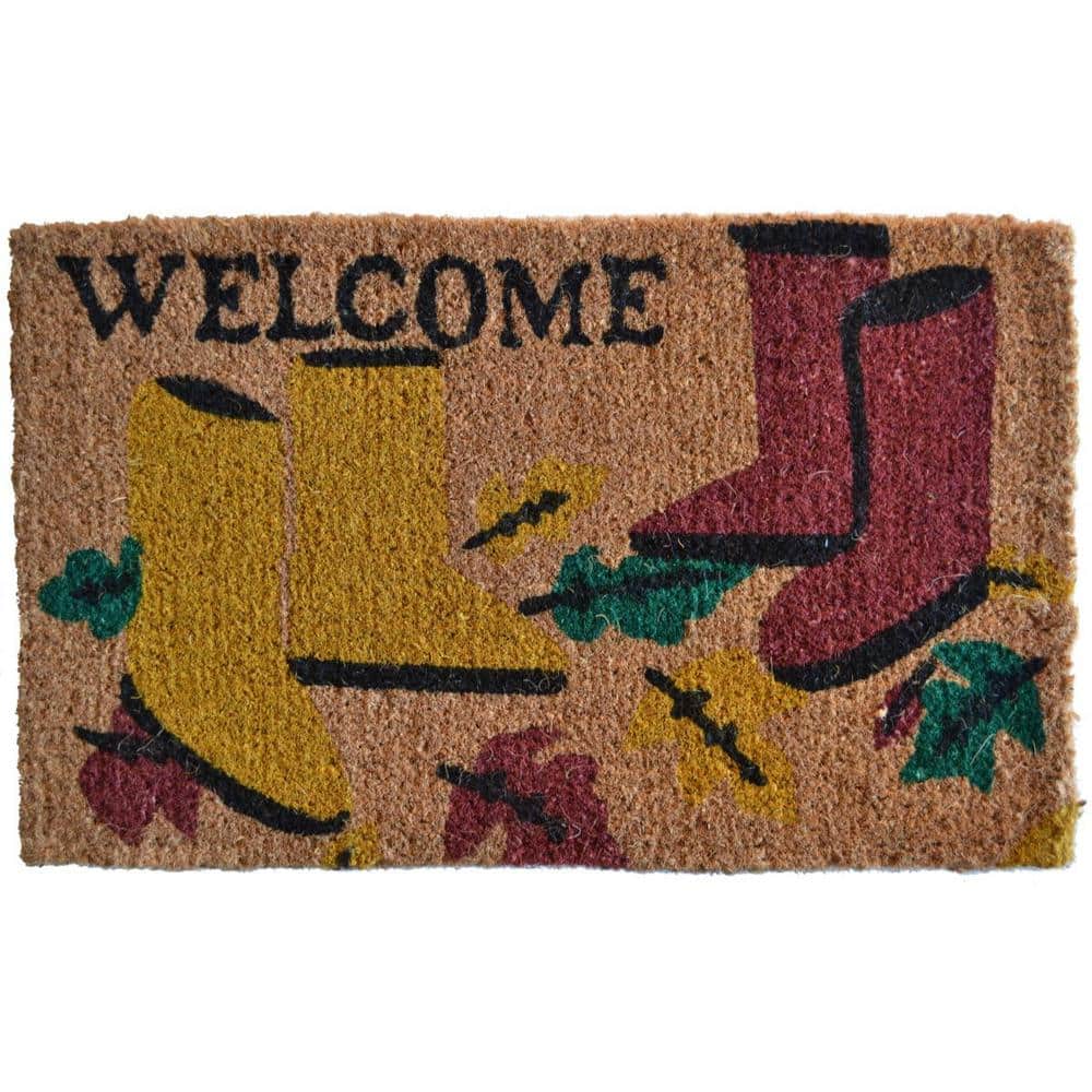 Multi-Colored 30 in. x 18 in. Coir Non-Slip Indoor/Outdoor Door Mat - Hercitys