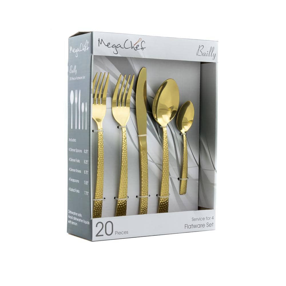 Baily 20-Piece Gold Stainless Steel Flatware Set (Service for 4) - Hercitys