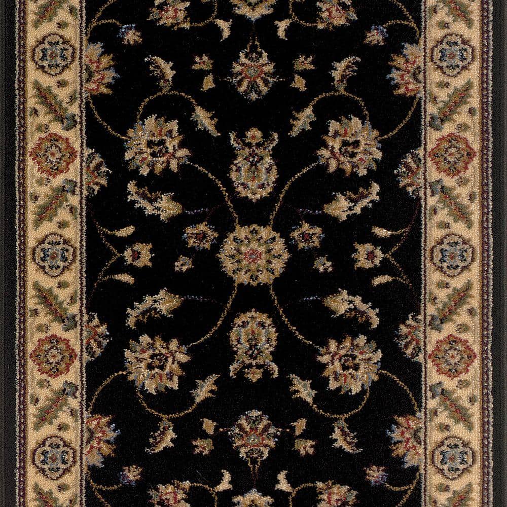 Stratford Kazmir Black 33 in. x Your Choice Length Stair Runner Rug - Hercitys