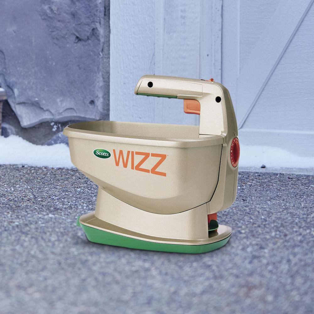 Wizz Spreader Holds up to 2,500 sq. ft. of Product, Handheld Spreader for Grass Seed, Fertilizer, Salt and Ice Melt - Hercitys