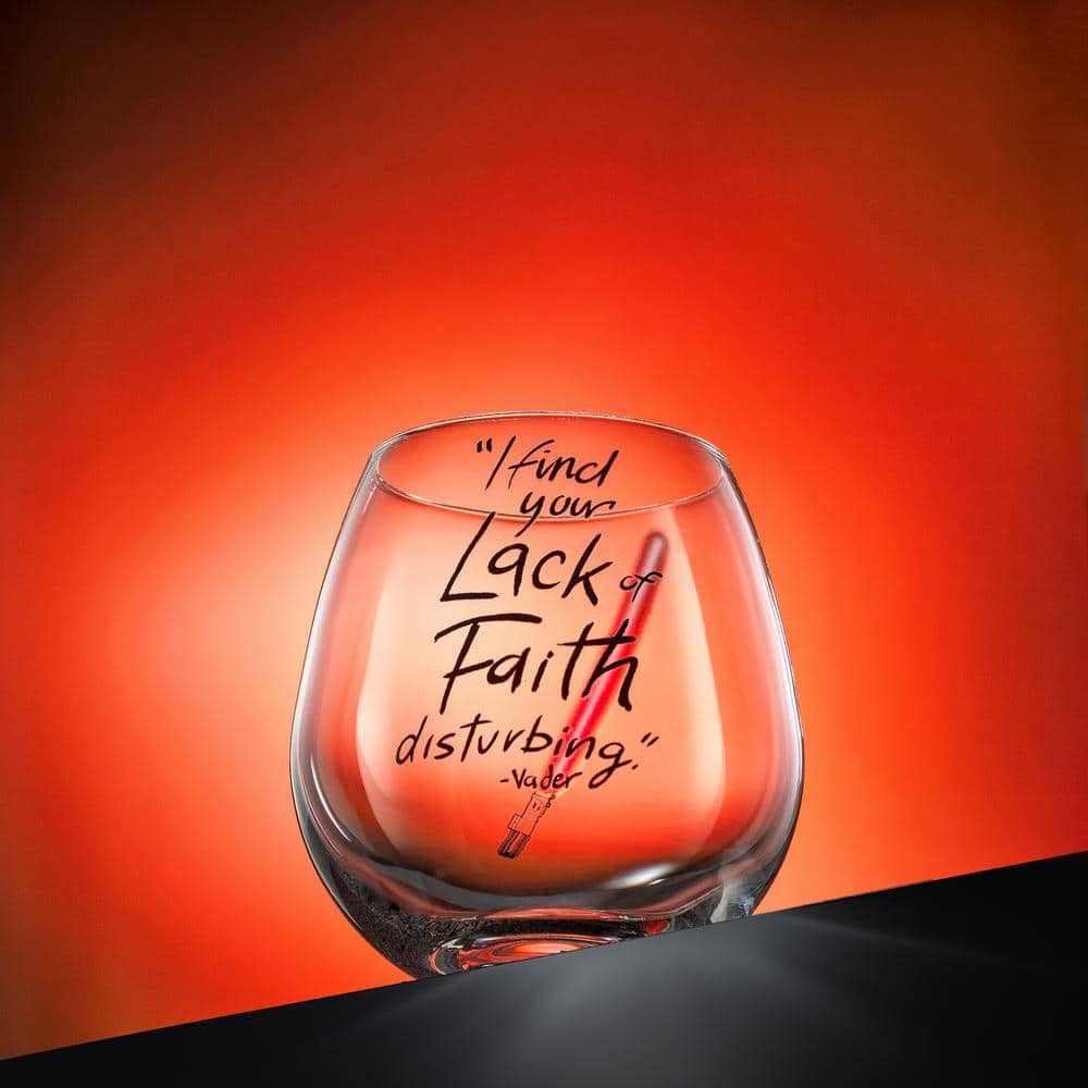 Star Wars New Hope Darth Vader Red Lightsaber 15 oz. Stemless Drinking Glass (Set of 2) - Hercitys