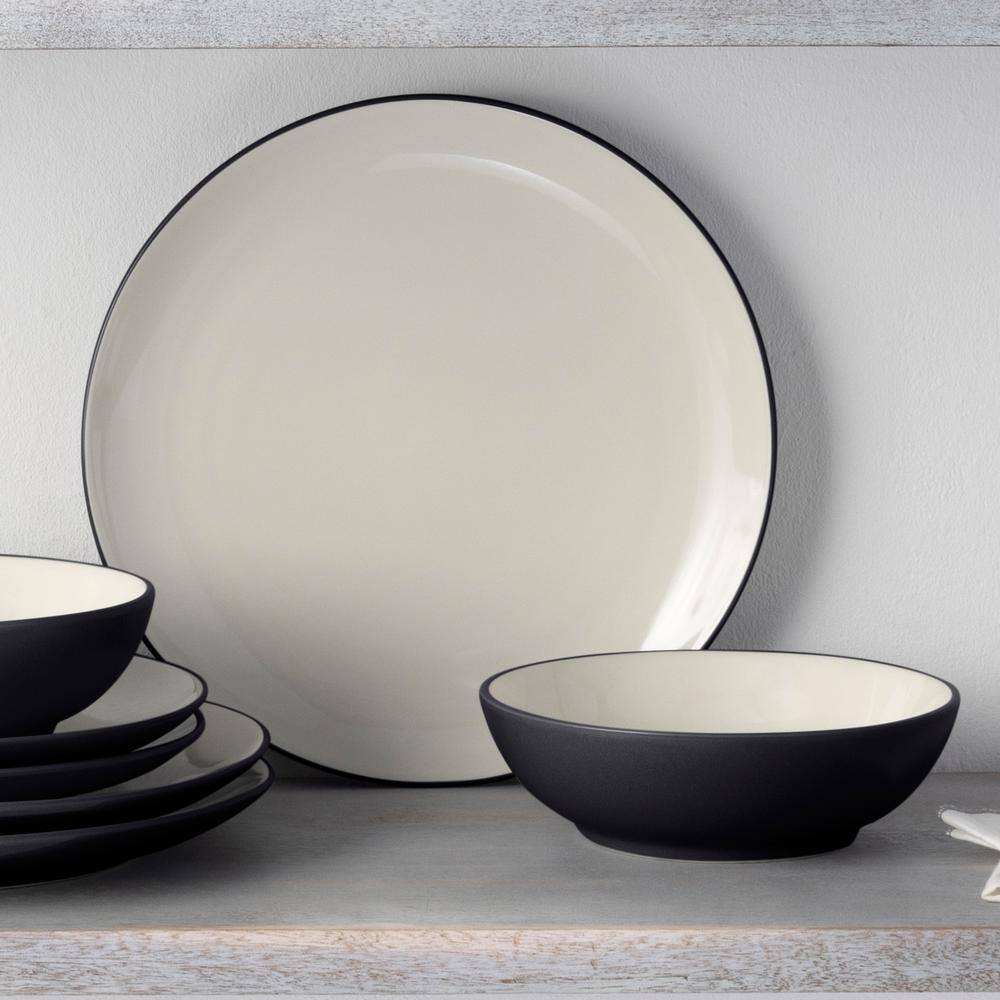 Colorwave Graphite 4-Piece (Black) Stoneware Coupe Place Setting, Service for 1 - Hercitys