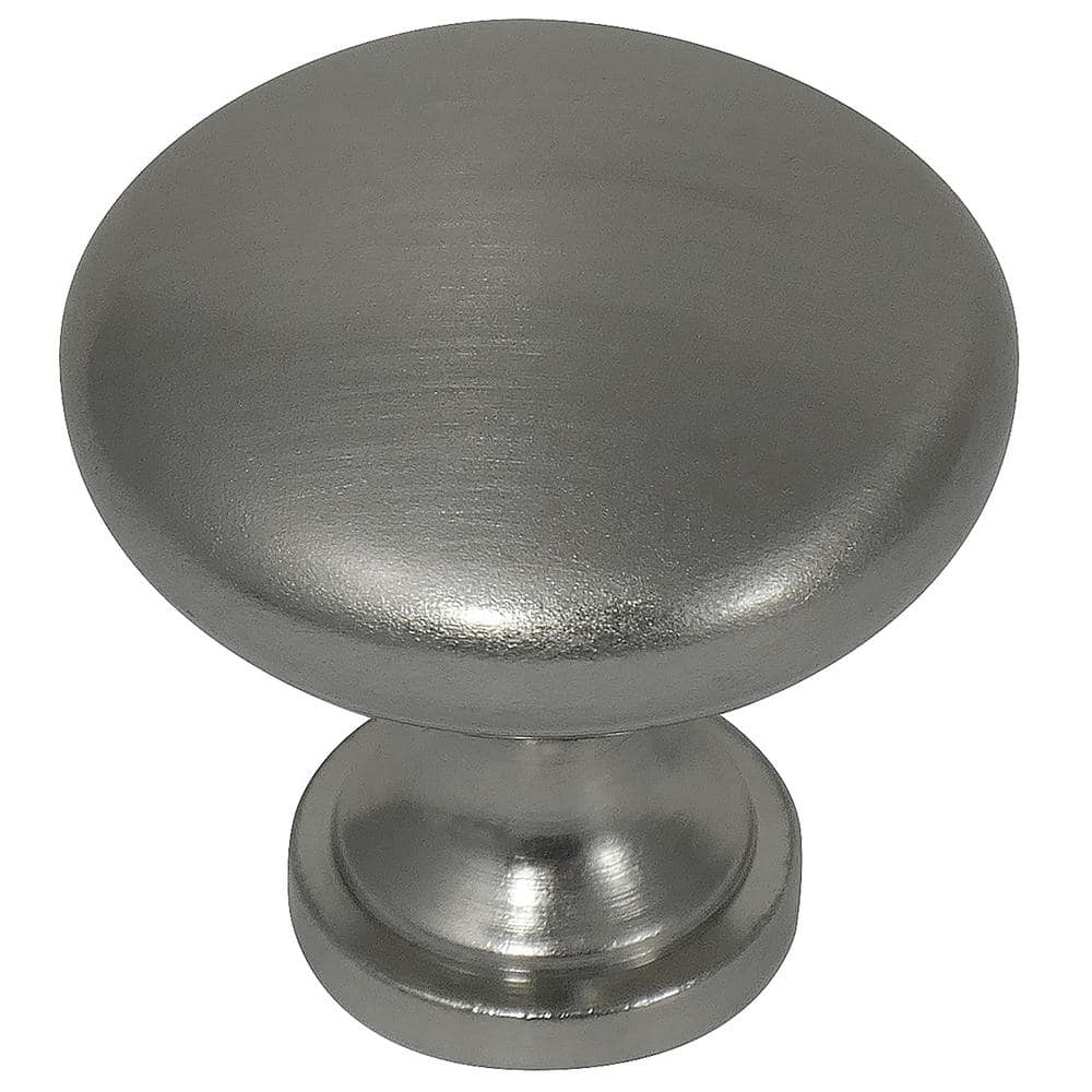 Steel Hollow 1-3/8 in. Satin Nickel Round Cabinet Knob (25-Pack) - Hercitys