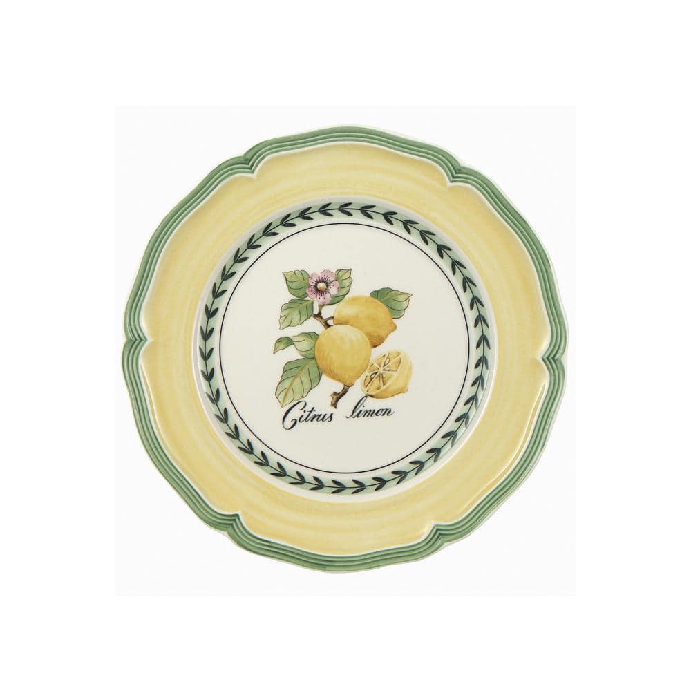 French Multi Garden Valence Lemon Porcelain Salad Plate - Hercitys