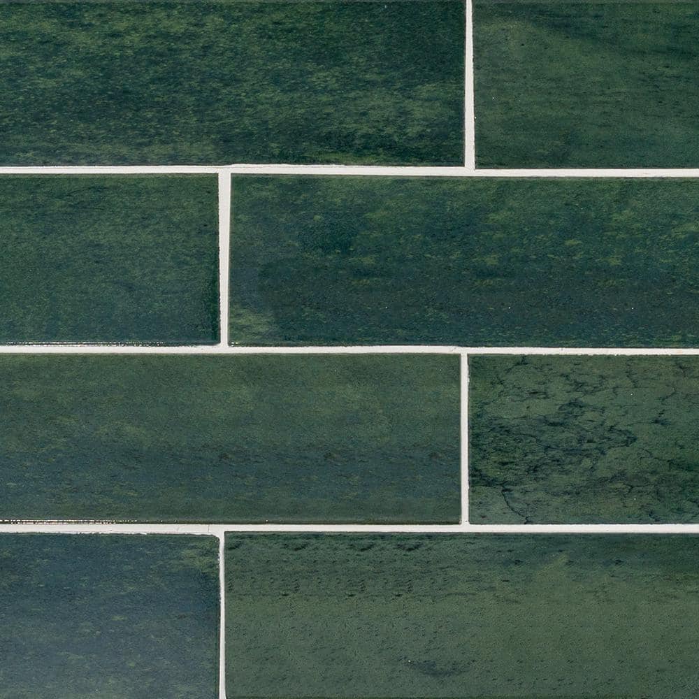 Typhoon Green 3 in. x 18 in. Subway Gloss Porcelain Wall and Floor Tile (10.76 sq. ft./Case) - Hercitys