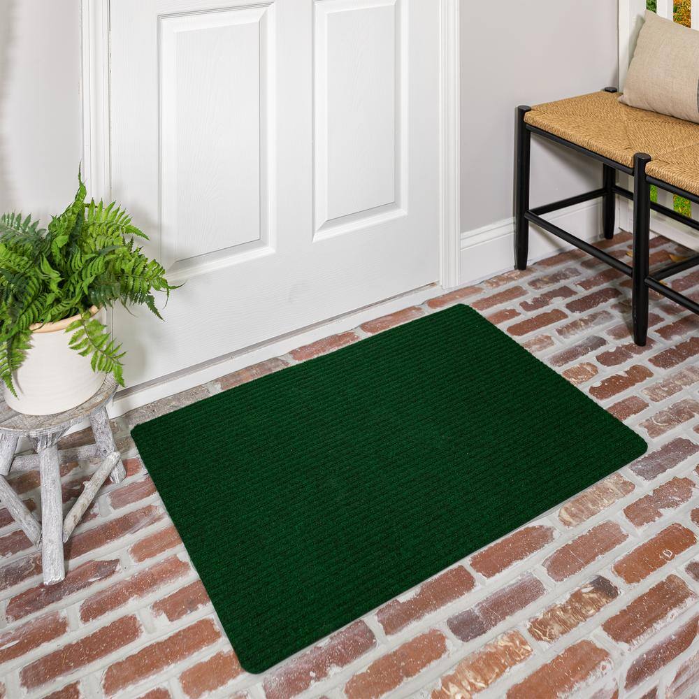 Striped Utility Mat Green Indoor/Outdoor 18 in. x 30 in. Utility Door Mat - Hercitys