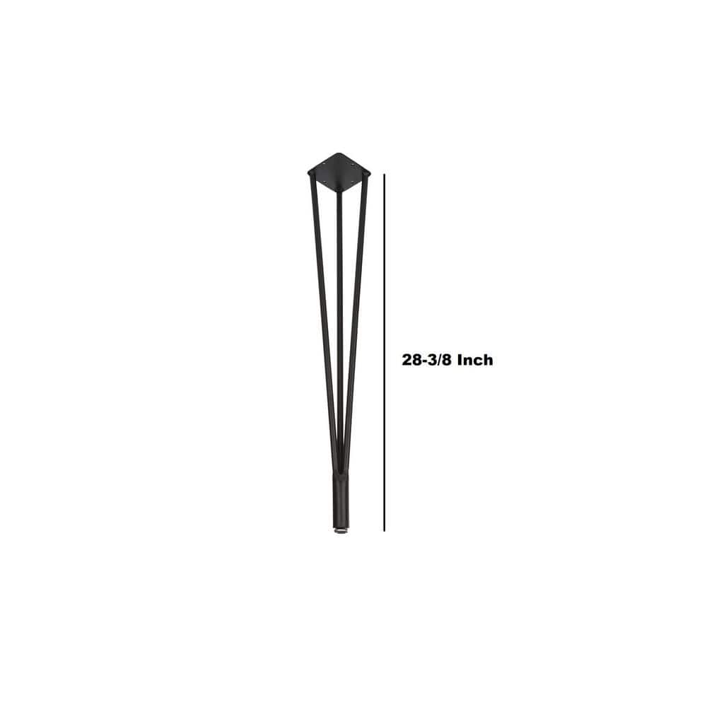 Kingsman 28-3/8 in. Matte Black Solid Steel Metal 3 Rods Hairpin Table Leg with Adjustable Base (4-Pack) - Hercitys