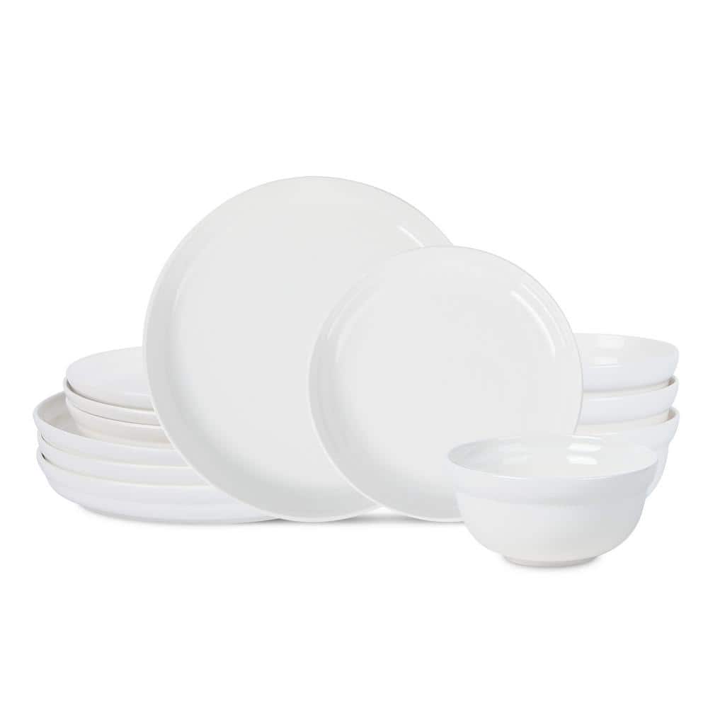 Virtuo 12-Piece White Porcelain Dinnerware Set (Service for 4) - Hercitys