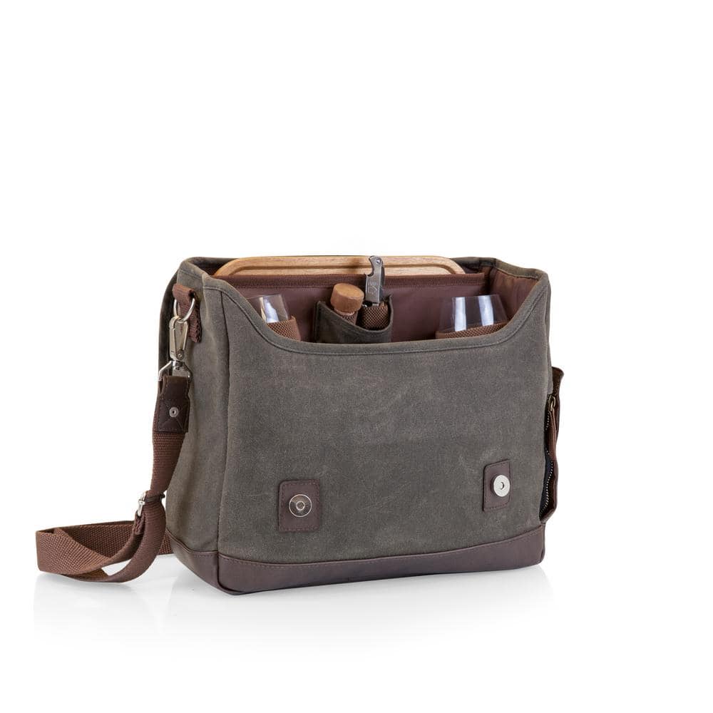 Adventure Khaki Green with Brown Wine Tote - Hercitys
