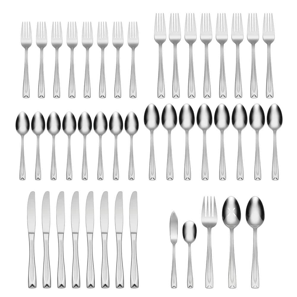 Lincoln 45-Piece Silver 18/0-Stainless Steel Flatware Set (Service For 8) - Hercitys