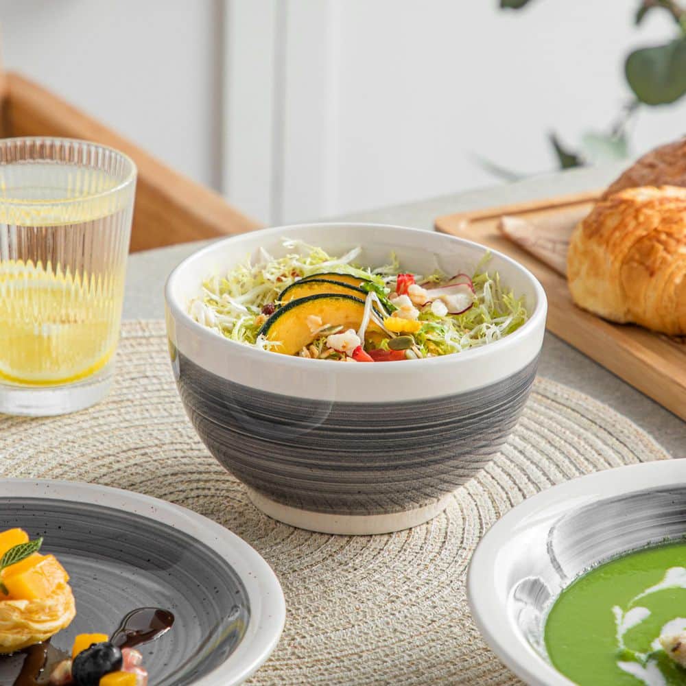 ORI 16-Piece Modern Gray Stoneware Dinnerware Set Tableware (Service for 4) - Hercitys