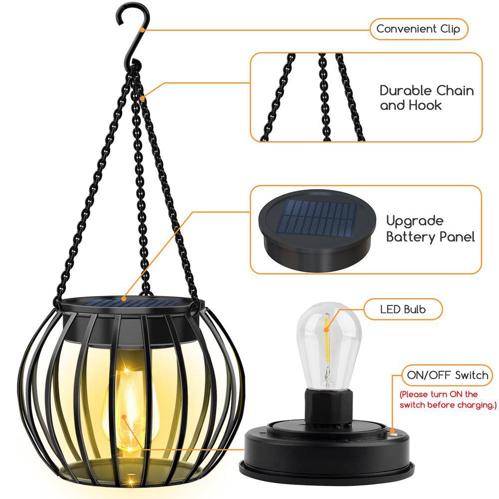 Outdoor Waterproof Lanterns Decorative, Outdoor Lights Solar Powered, 2 Pack - Hercitys