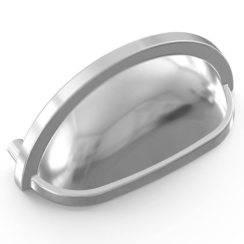 Williamsburg Collection 3 in. (76 mm) Center to Center Polished Chrome Finish Traditional Zinc Cup Pull (10-Pack) - Hercitys