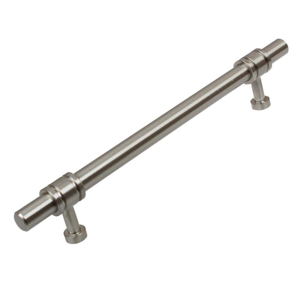 6-1/4 in. Center-to-Center Satin Nickel Solid Steel Barrel Ring Cabinet Bar Drawer Pulls (10-Pack) - Hercitys