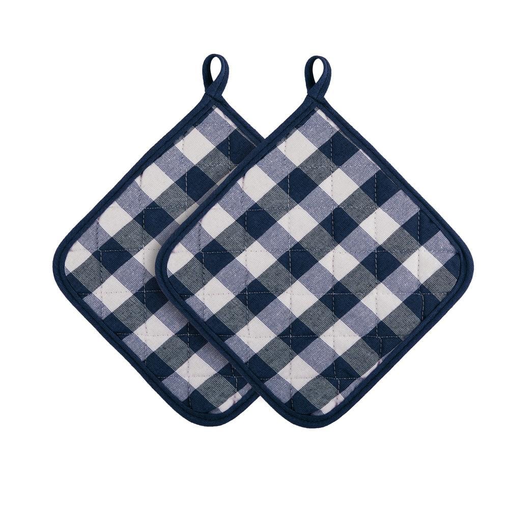 Buffalo Check Polyester/Cotton Navy Pot Holders (2-Pack) - Hercitys