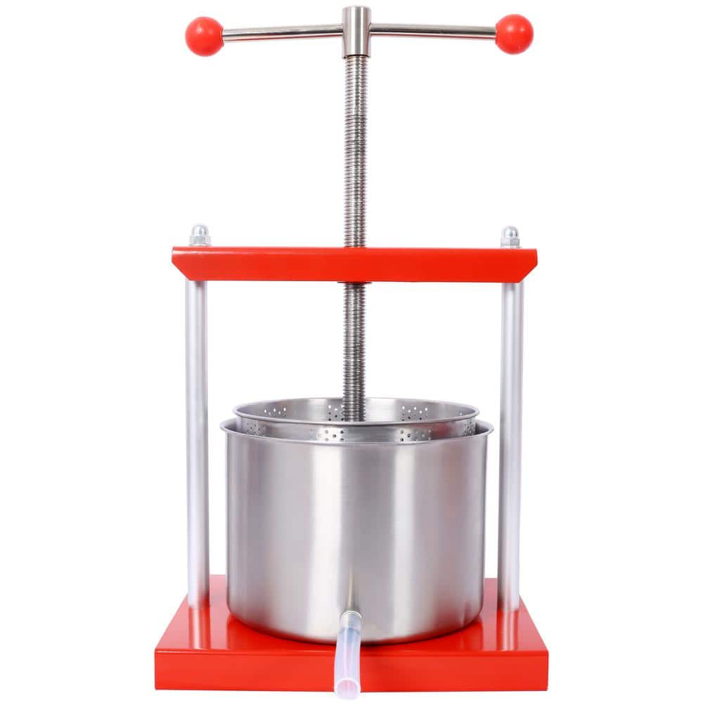 Wine Manual Press-1.6 gal. Stainless Steel Barrels Press Machine for Juice, Vegetable, Wine, Olive Oil - Hercitys