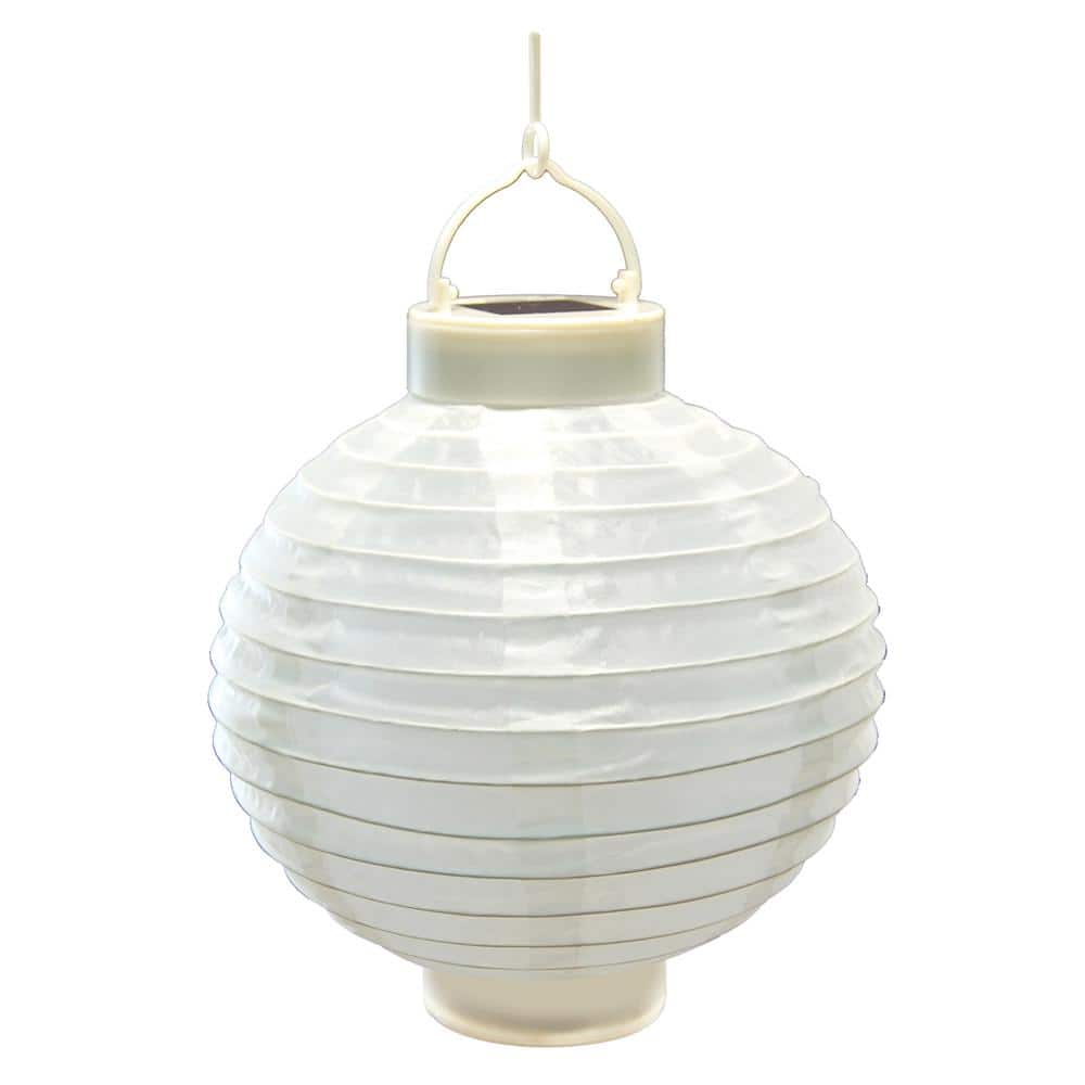 8 in. Solar White Nylon Round Lantern (3-Pack) - Hercitys