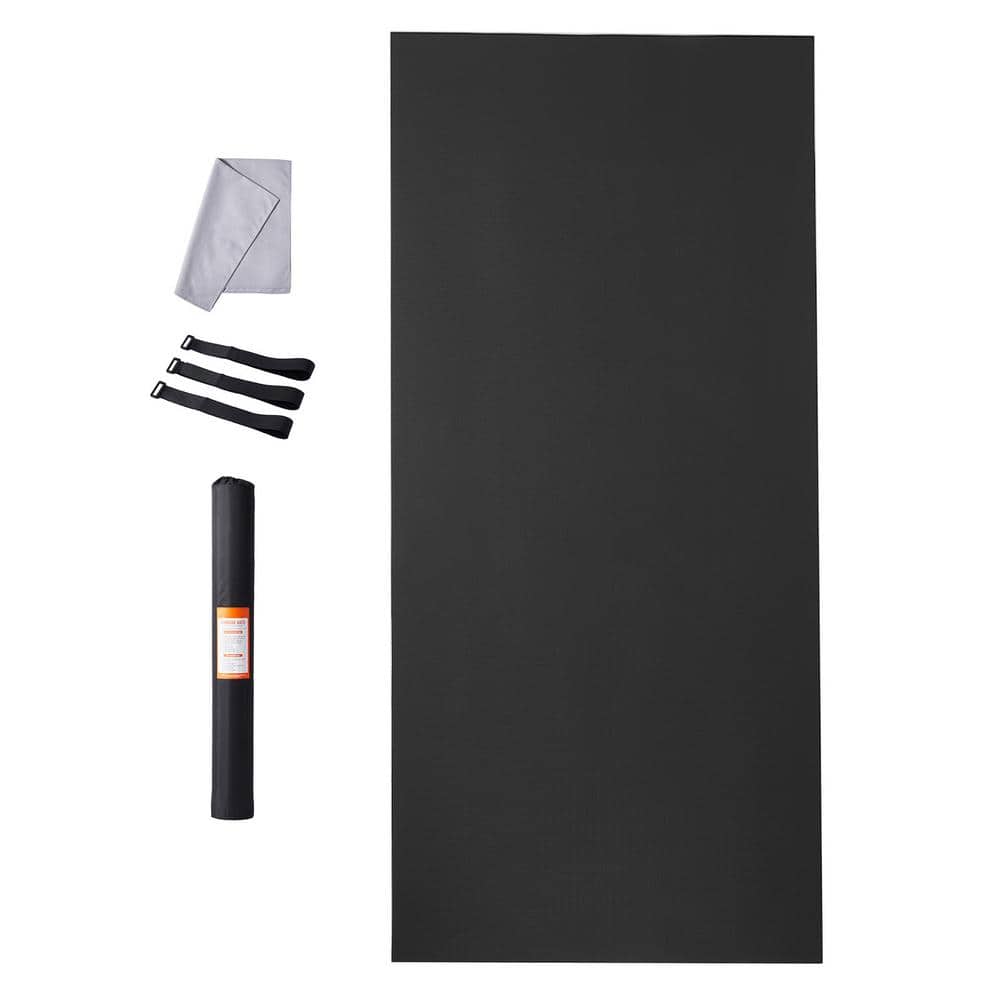 Exercise Mat Black 72 in. W x 144 in. L 0.28 in. T Rubber Yoga Mat Gym Flooring Mat (72 sq. ft.) - Hercitys