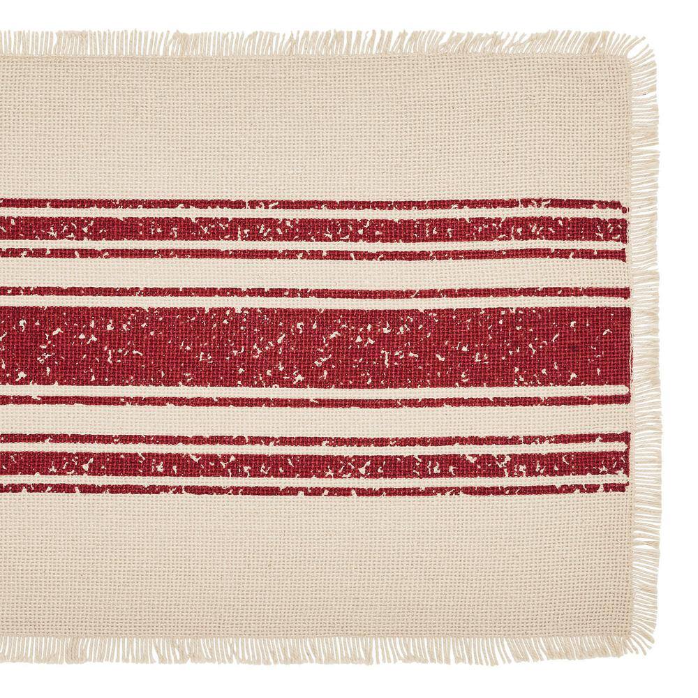 Yuletide 12 in. W x 48 in. H Red Stripe Cotton Burlap Table Runner - Hercitys