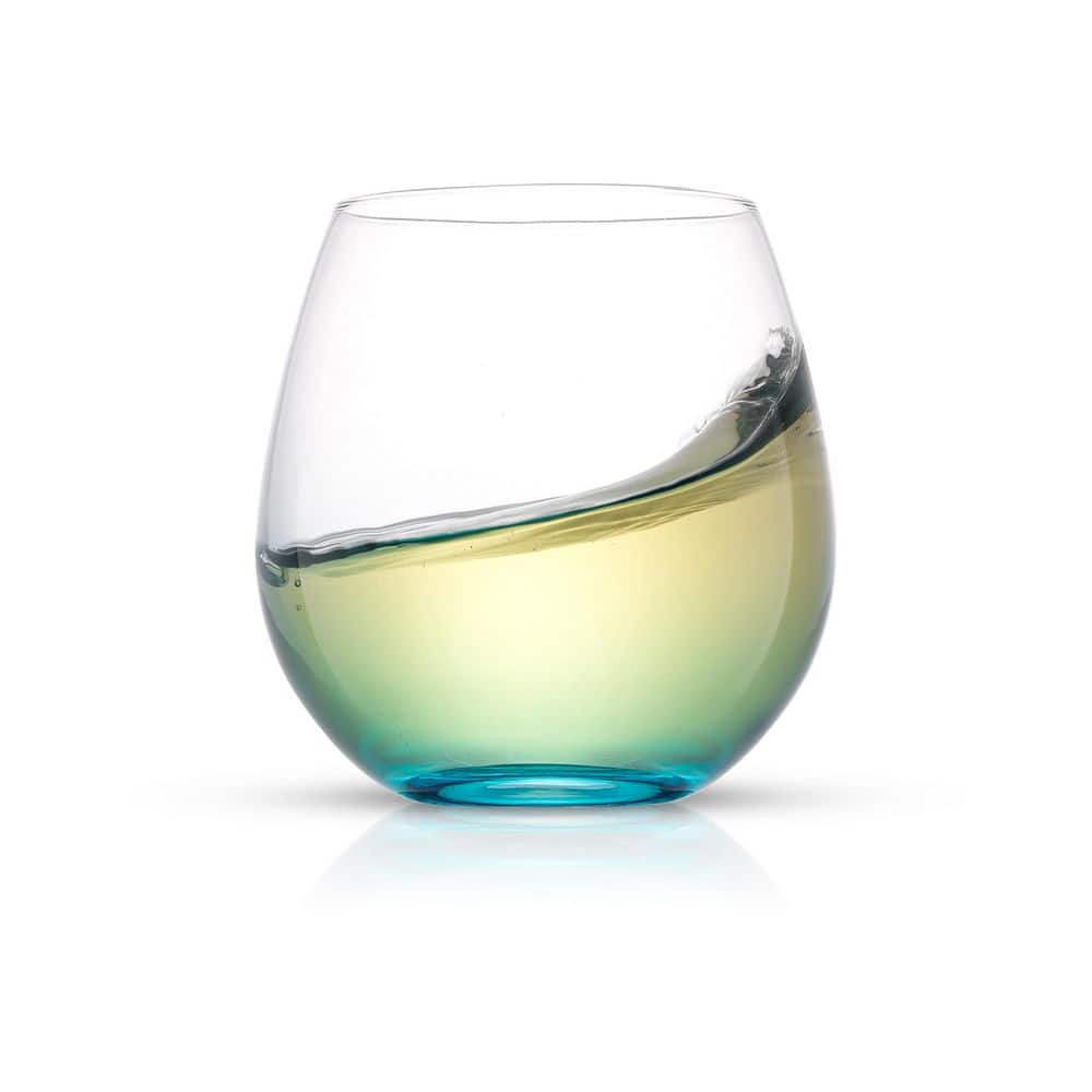 Hue Lead Free Colored Stemless Wine Glasses, 15 oz. (Set of 6) - Hercitys