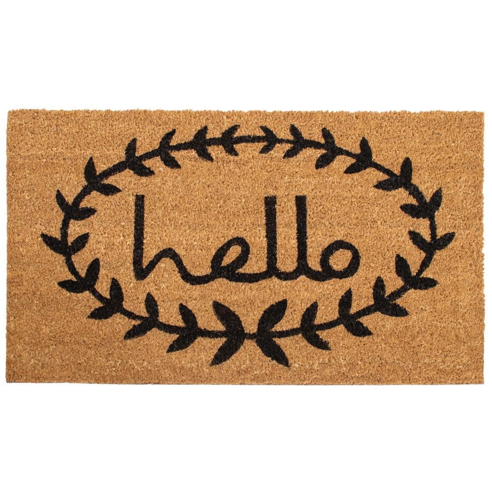 Calico Hello Doormat Multi-Colored 20 in. x 34 in. Indoor or Outdoor Doormat - Hercitys
