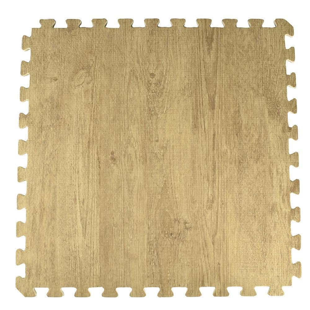 Foam Tiles Driftwood Light Wood Grain 24 in. W x 24 in. L Foam Home Interlocking Floor Tile (58.12 sq. ft.) (Case of 15) - Hercitys
