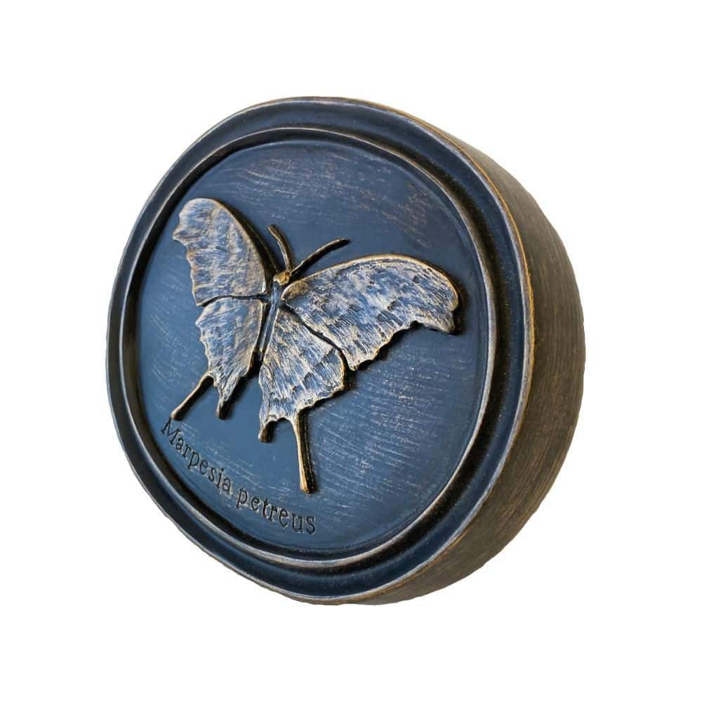 Antique Bronze Resin 8 in. W x 7 in. H Oval Butterfly Plaque Home Wall Decor Single Piece - Hercitys