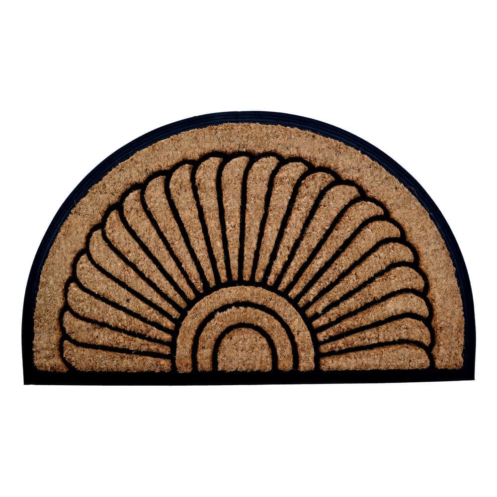 Rubber Backed, Sunrise, 36 in. x 24 in. Natural Brushed Coir Door Mat - Hercitys