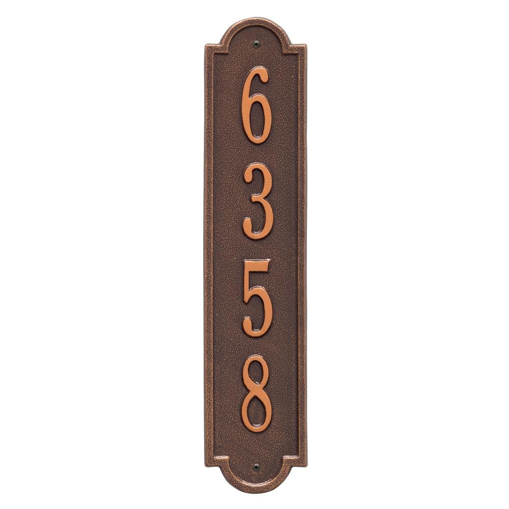 Richmond Standard Rectangular Antique Copper Wall 1-Line Vertical Address Plaque - Hercitys