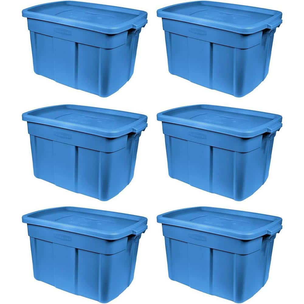Roughneck Tote 18 Gal. Storage Tote Container in Heritage Blue (6-Pack) - Hercitys