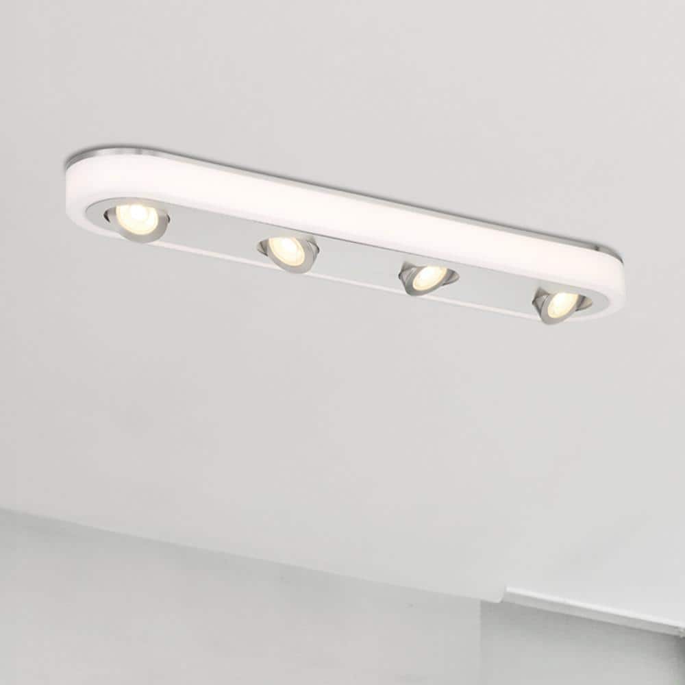 Pivot 32 in. Transitional Brushed Nickel Selectable CCT Integrated LED Flush Mount for Kitchens - Hercitys